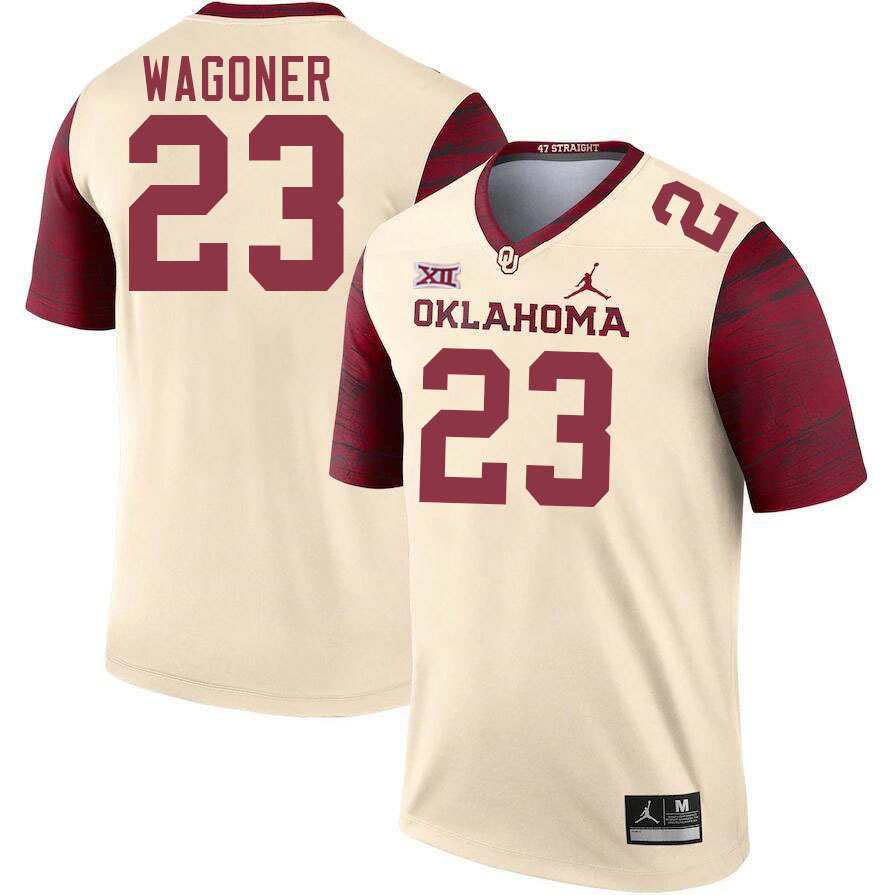 Men #23 Jasiah Wagoner Oklahoma Sooners College Football Jerseys Stitched-Cream - Click Image to Close